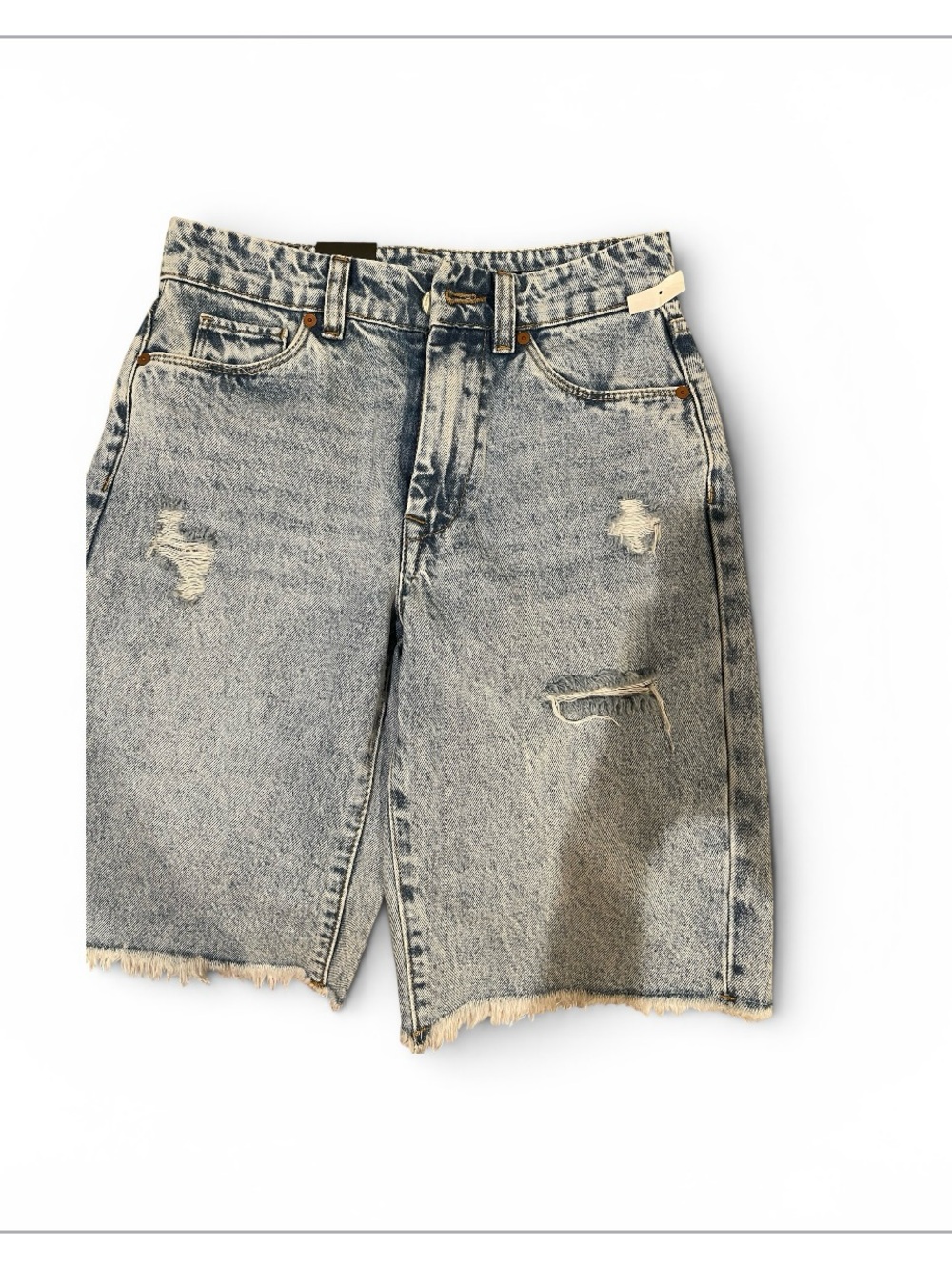 Blank NYC Light Wash Distressed Denim Shorts